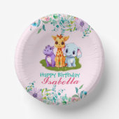 Niedlicher Hippo-Safari-Dschungel Tiere Geburtstag Pappteller (Vorderseite)