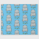 Niedlicher Hippo Springen Cartoon Geburtstag Geschenkpapier (Flach)