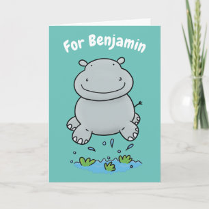 Niedlicher Hippo Springen Cartoon personalisierter Karte