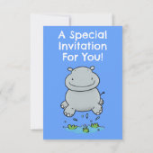 Niedlicher Hippo-Springling Cartoon Geburtstag Einladung (Rückseite)