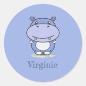 Niedlicher Hippo-Sticker Runder Aufkleber (Vorderseite)