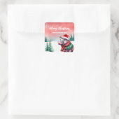 Niedlicher HIPPO Tierzoo Weihnachtskinder Party Quadratischer Aufkleber (Tasche)