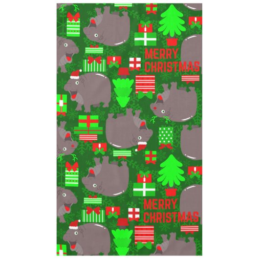 niedlicher Hippo-Weihnachtsweih Tischdecke (Vorderseite)