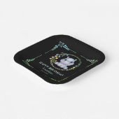 Niedlicher Hippopotamus Blume Wreath Birthday Blac Pappteller (Gewinkelt)