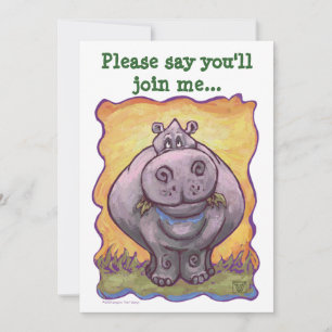 Niedlicher Hippopotamus Geburtstag Einladung
