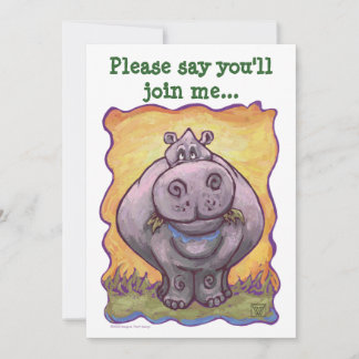 Niedlicher Hippopotamus Geburtstag Einladung