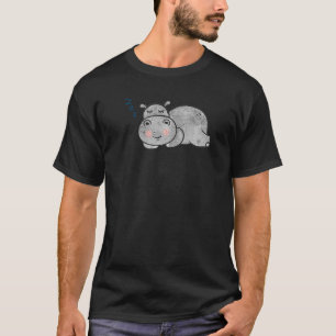 Niedlicher Hippopotamus Schlafen Adortable Animal T-Shirt