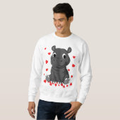 niedlicher Hippopotamus Valentinstag Hippo Liebe Sweatshirt (Vorne ganz)