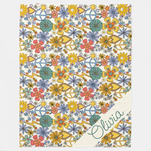 Niedlicher Hippy-Floral Fleece Blankon (Vorderseite)