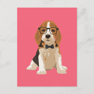 Niedlicher Hipster Beagle Welpen Hund für Hundefre Postkarte