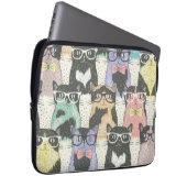 Niedlicher Hipster Cats Muster Laptopschutzhülle (Vorne Rechts)