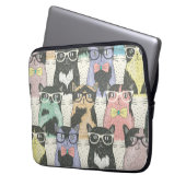 Niedlicher Hipster Cats Muster Laptopschutzhülle (Vorderseite Links)