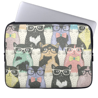 Niedlicher Hipster Cats Muster Laptopschutzhülle