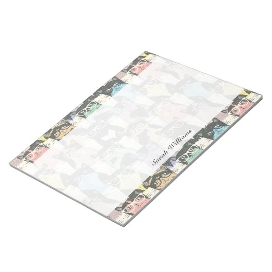 Niedlicher Hipster Cats Muster Notizblock (angewinkelt)