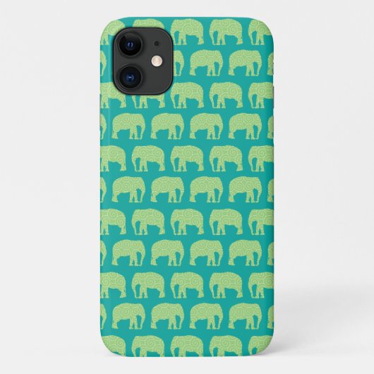 Niedlicher Hipster Elephant Muster Aquamarin grün Case-Mate iPhone Hülle (Rückseite)