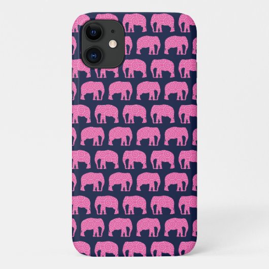 Niedlicher Hipster Elephant Muster Rosa Blau Case-Mate iPhone Hülle (Rückseite)