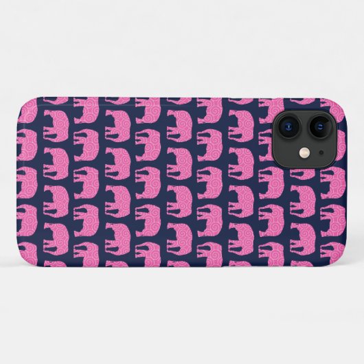 Niedlicher Hipster Elephant Muster Rosa Blau Case-Mate iPhone Hülle (Rückseite (Horizontal))