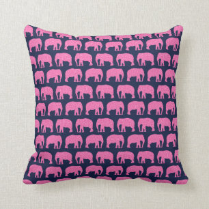 Niedlicher Hipster Elephant Muster Rosa Blau Kissen