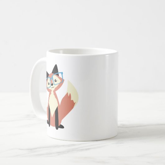 Niedlicher Hipster-GläserFox Kaffeetasse (Vorderseite Links)
