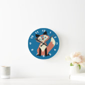 Niedlicher Hipster Glasses Fox Runde Wanduhr (Zuhause)