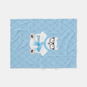 Niedlicher Hipster Polar Bear Blue Personalisiert Fleecedecke (Vorderseite (Horizontal))