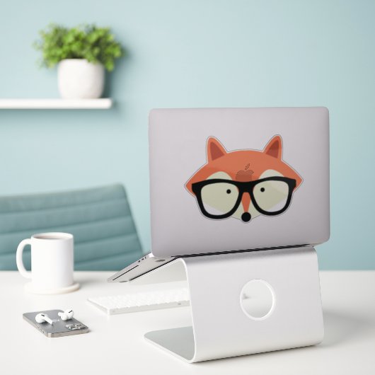 Niedlicher Hipster Red Fox Aufkleber (Laptop auf Schreibtisch)