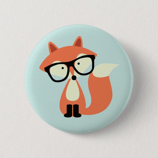 Niedlicher Hipster Red Fox Button (Vorderseite)