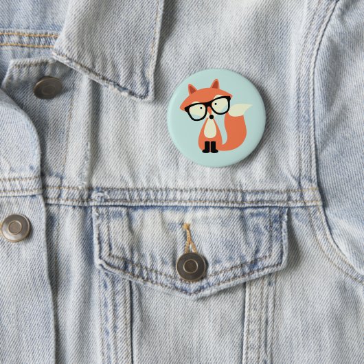Niedlicher Hipster Red Fox Button (Beispiel)