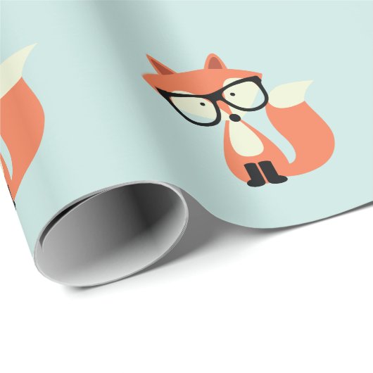 Niedlicher Hipster Red Fox Geschenkpapier (Rolleneckpunkt)