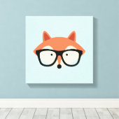 Niedlicher Hipster Red Fox Leinwanddruck (Insitu (Holzboden))