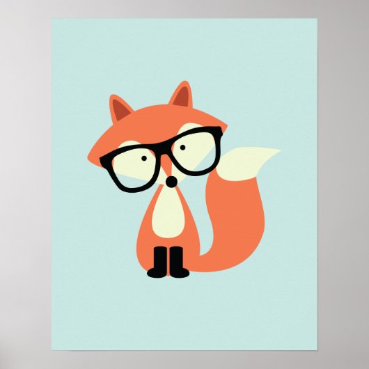 Niedlicher Hipster Red Fox Poster (Vorne)