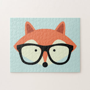 Niedlicher Hipster Red Fox Puzzle