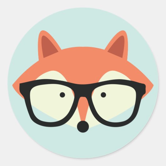 Niedlicher Hipster Red Fox Runder Aufkleber (Vorderseite)