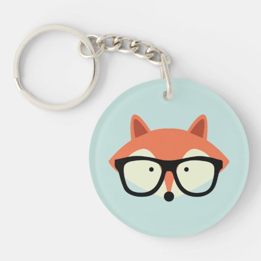 Niedlicher Hipster Red Fox Schlüsselanhänger (Vorderseite)