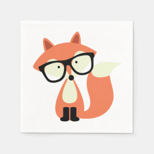 Niedlicher Hipster Red Fox Serviette