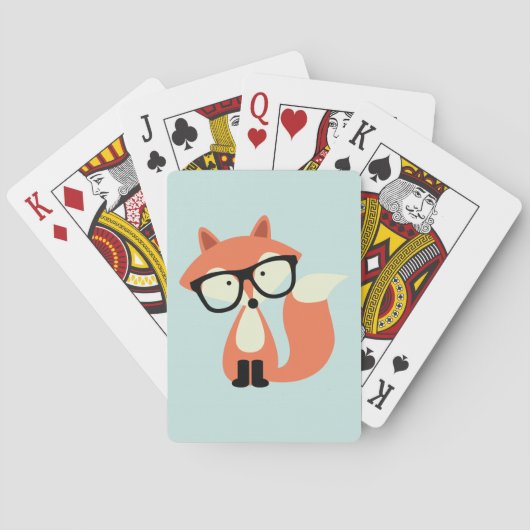 Niedlicher Hipster Red Fox Spielkarten (Rückseite)