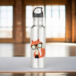Niedlicher Hipster Red Fox Trinkflasche<br><div class="desc">Adorable Vektorgrafik eines niedlichen kleinen roten Fuchses mit einem übergroßen Brillenpaar.</div>