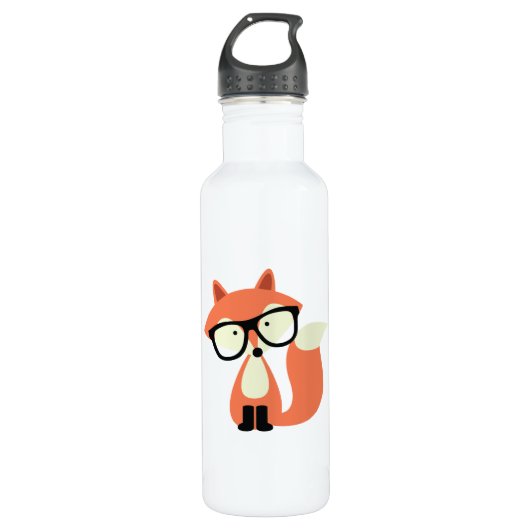 Niedlicher Hipster Red Fox Trinkflasche (Vorderseite)