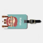 Niedlicher Hipster-Schnurrbart-Herr-Gepäck-Umbau Gepäckanhänger (Vorderseite horizontal)