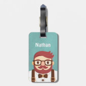 Niedlicher Hipster-Schnurrbart-Herr-Gepäck-Umbau Gepäckanhänger (Rückseite vertikal)