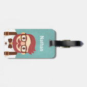 Niedlicher Hipster-Schnurrbart-Herr-Gepäck-Umbau Gepäckanhänger (Rückseite horizontal)