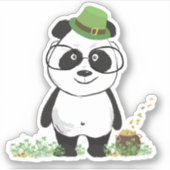 Niedlicher Hipster St Patricks Day Panda Bär Zeich Aufkleber (Vorderseite)
