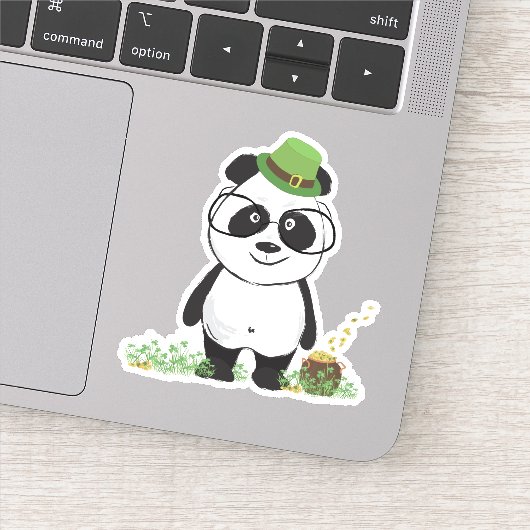 Niedlicher Hipster St Patricks Day Panda Bär Zeich Aufkleber (Detail)