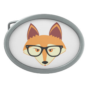 Niedlicher HipsterFox mit Gläsern Ovale Gürtelschnalle