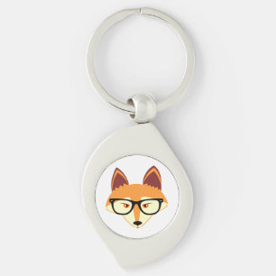 Niedlicher HipsterFox mit Gläsern Schlüsselanhänger