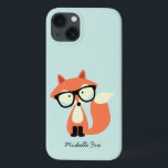 Niedlicher Hipsterroter Fox iPhone 13 Hülle<br><div class="desc">Modernes und schickes Sparrenmuster und ein Monogramm innerhalb eines quatrefoil formten Rahmen.</div>