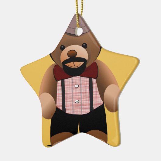 Niedlicher Hipsterteddy-Bär mit Bart Keramikornament (Links)