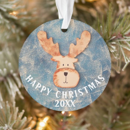 Niedlicher Hirsch Cartoon Frohe Weihnachtskinder Ornament (Baum)