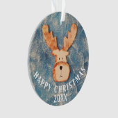 Niedlicher Hirsch Cartoon Frohe Weihnachtskinder Ornament (Vorderseite)