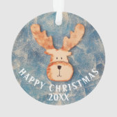 Niedlicher Hirsch Cartoon Frohe Weihnachtskinder Ornament (Rückseite)